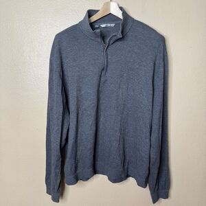 Cutter & Buck Sweater Mens XL Gray 1/4 Zip Cotton Ribbed Pullover Mock Neck